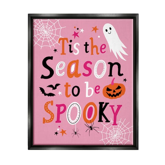 Stupell Industries Tis The Season To Be Spooky Ghost Phrase Framed Floater Canvas Wall Art
